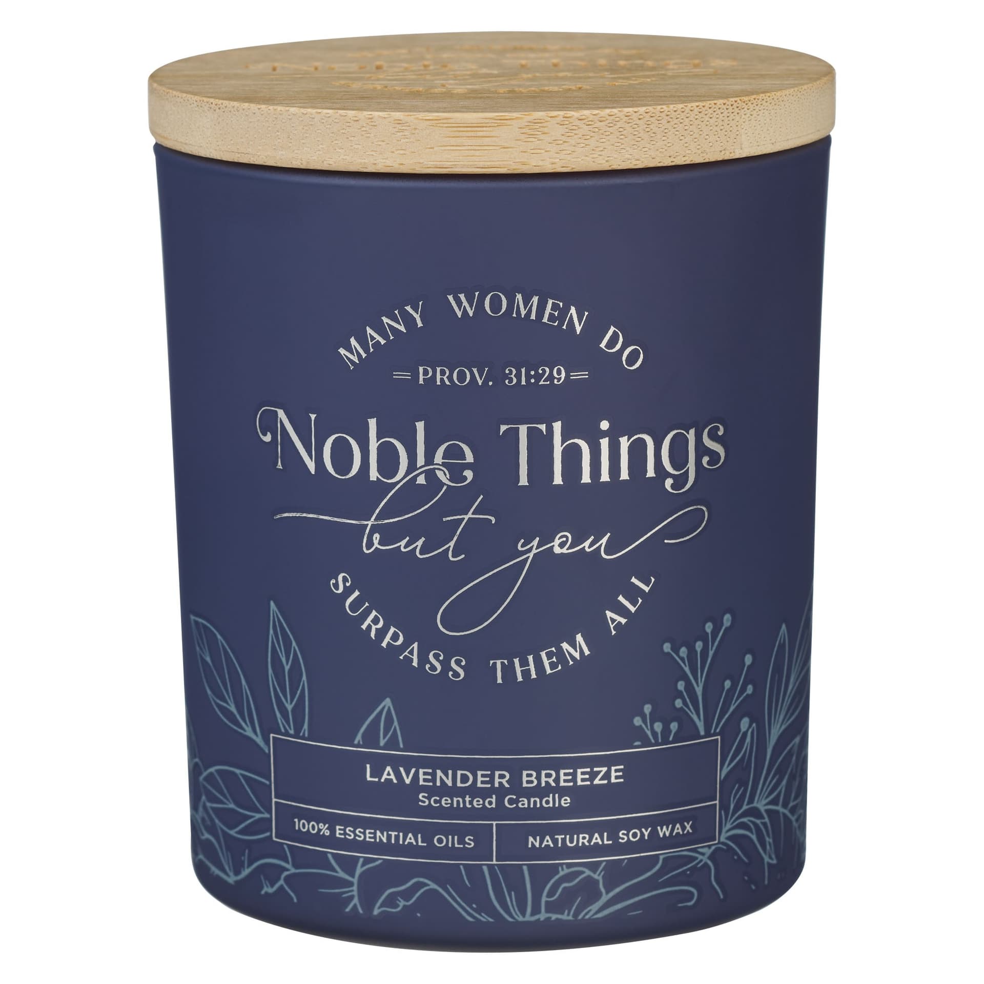 Glass Candle Bamboo Lid Blue Noble Things - 1
