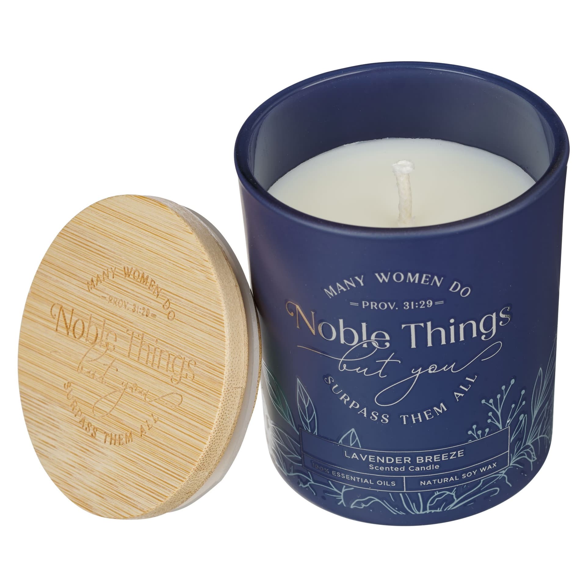 Glass Candle Bamboo Lid Blue Noble Things - 2