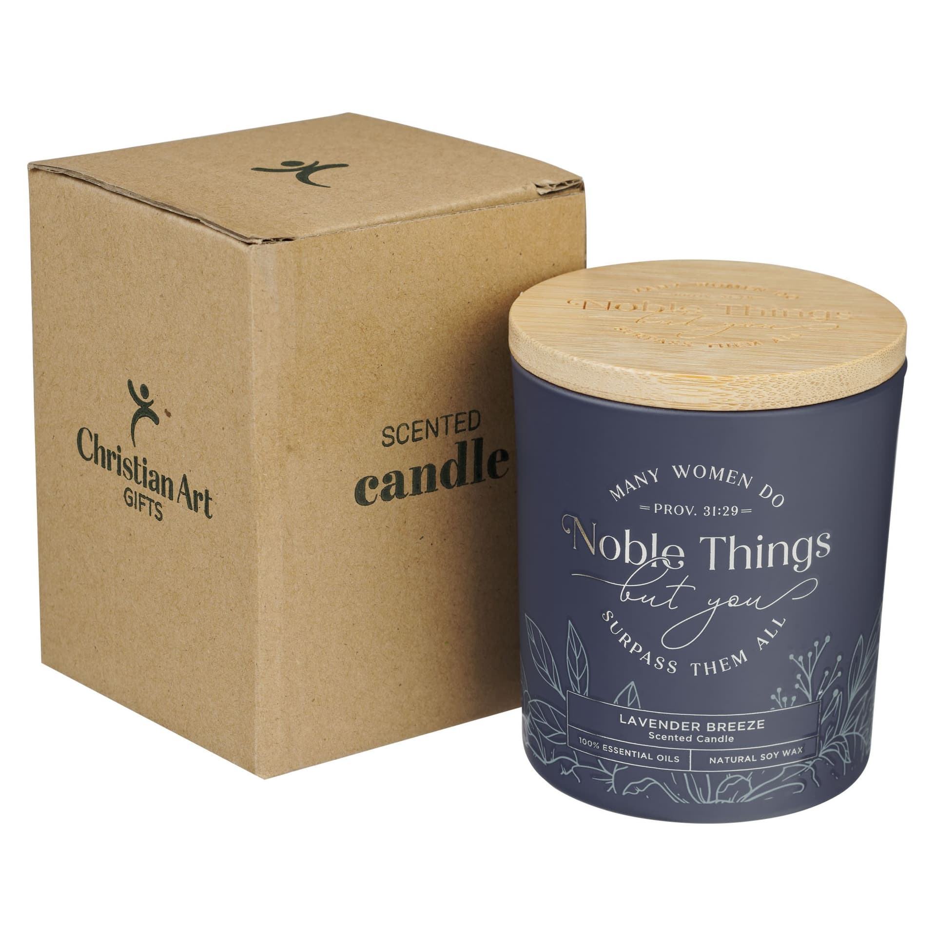Glass Candle Bamboo Lid Blue Noble Things - 3