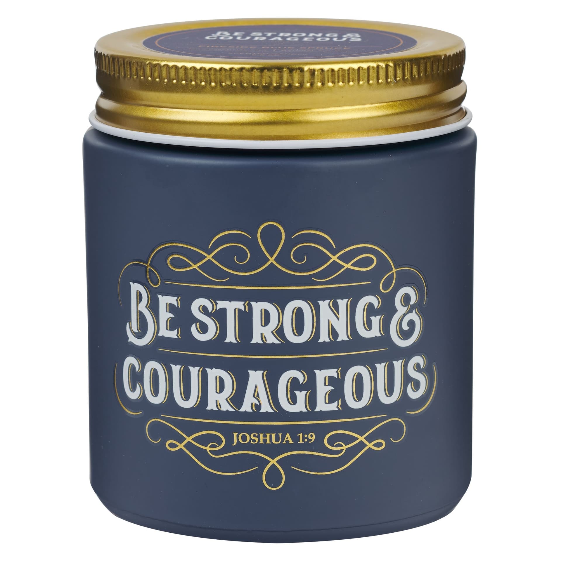 Glass Candle Screw Top Lid Navy Strong & Courageous - 1