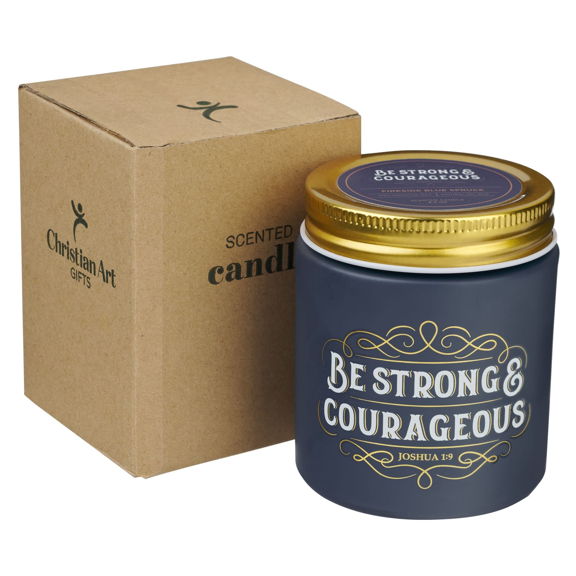 Glass Candle Screw Top Lid Navy Strong & Courageous - 4