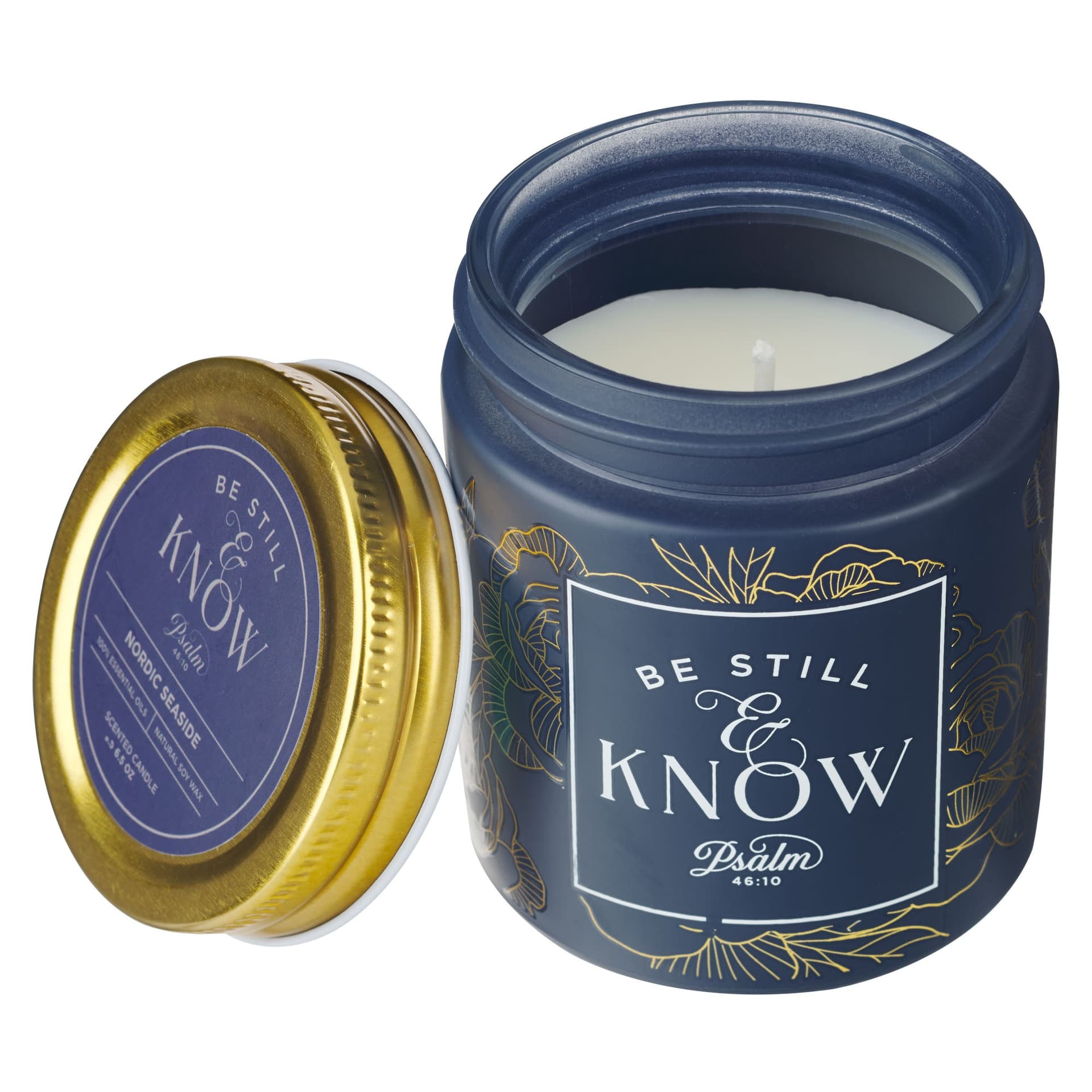 Glass Candle Screw Top Lid Navy Be Still - 3