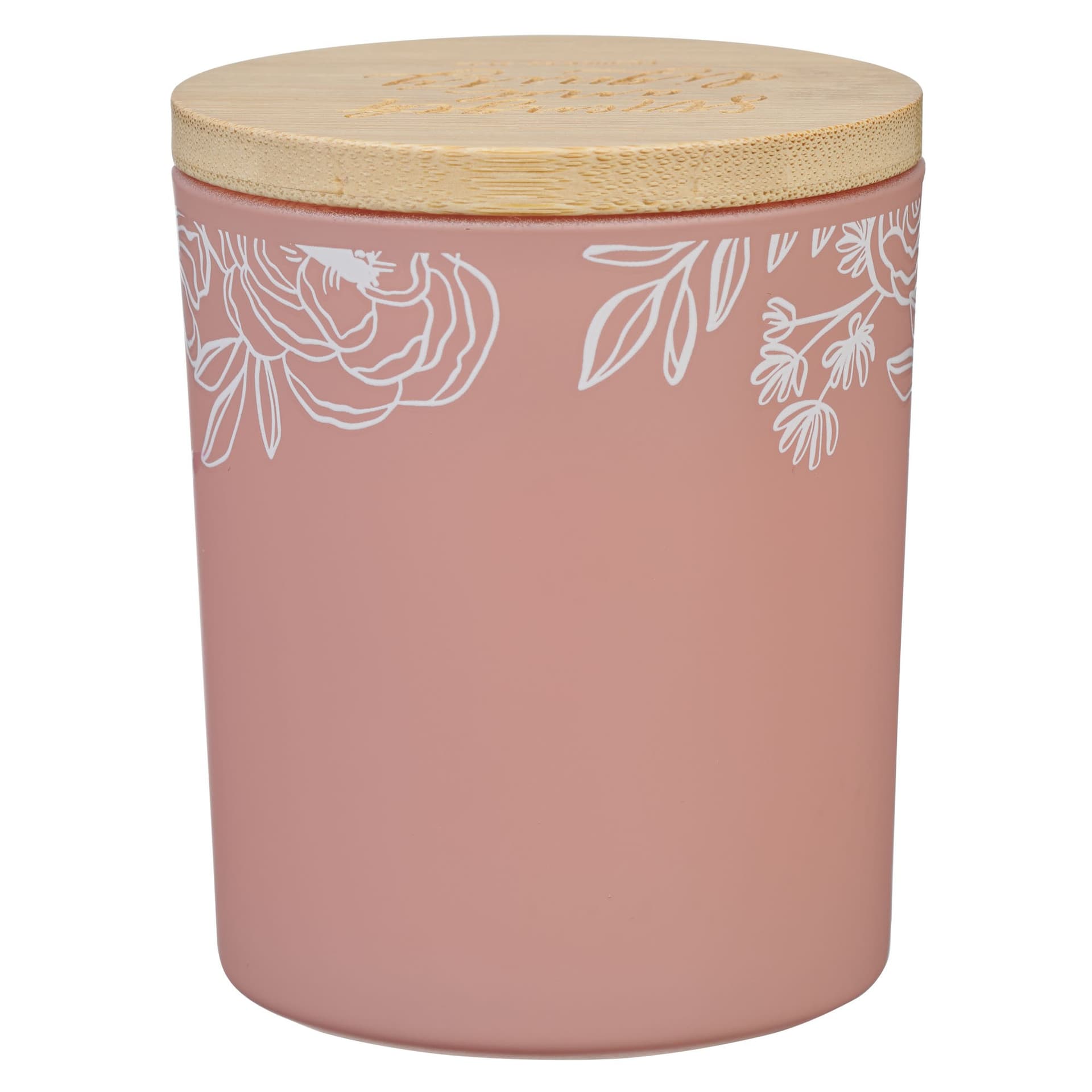Glass Candle Bamboo Lid Pink Strength & Dignity - 2