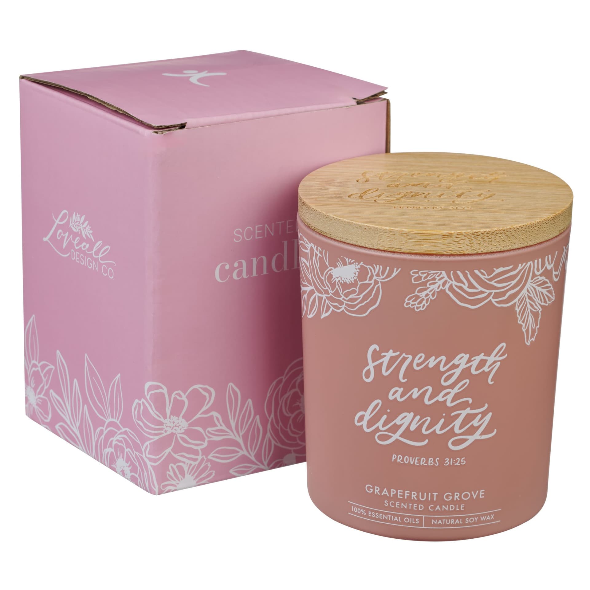 Glass Candle Bamboo Lid Pink Strength & Dignity - 4
