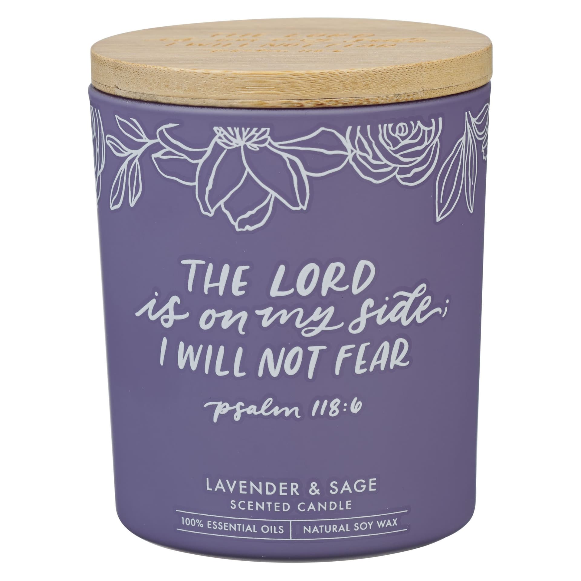 Glass Candle Bamboo Lid Purple No Fear - 1