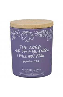 Glass Candle Bamboo Lid Purple No Fear thumbnail 1