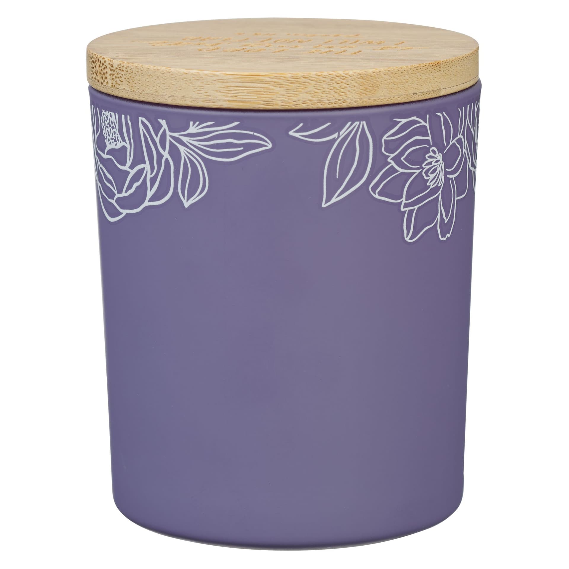 Glass Candle Bamboo Lid Purple No Fear - 2