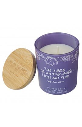 Glass Candle Bamboo Lid Purple No Fear thumbnail 3