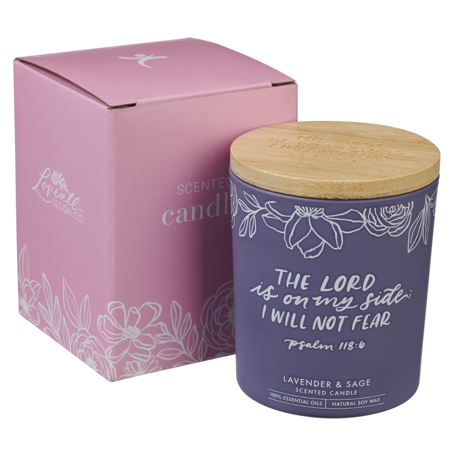 Glass Candle Bamboo Lid Purple No Fear - 4
