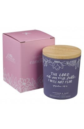 Glass Candle Bamboo Lid Purple No Fear thumbnail 4