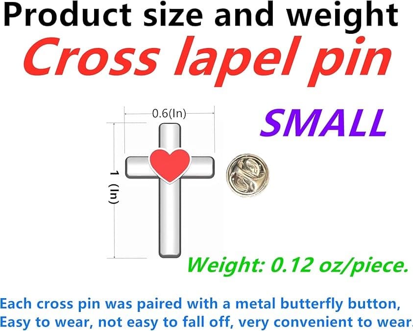 RED HEART CROSS PIN - 2