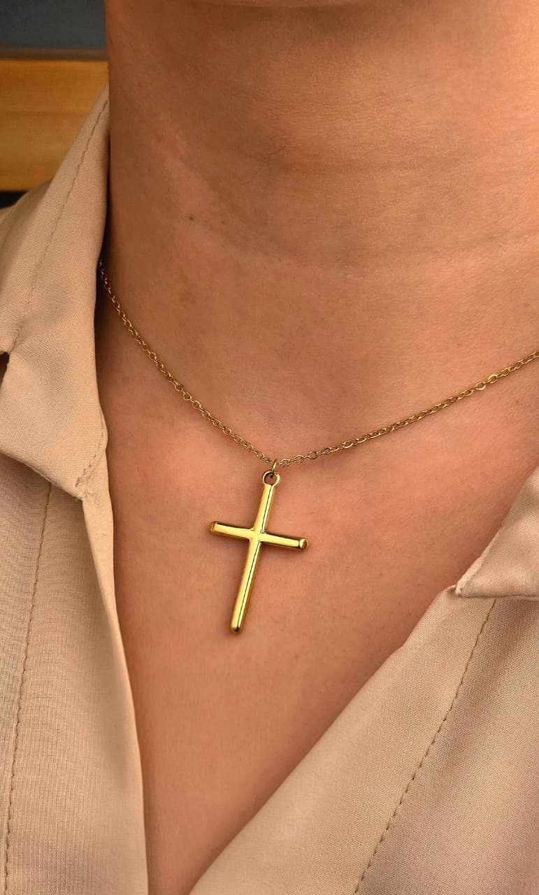 LATIN CROSS GOLD PLATED NECKLACE - 2