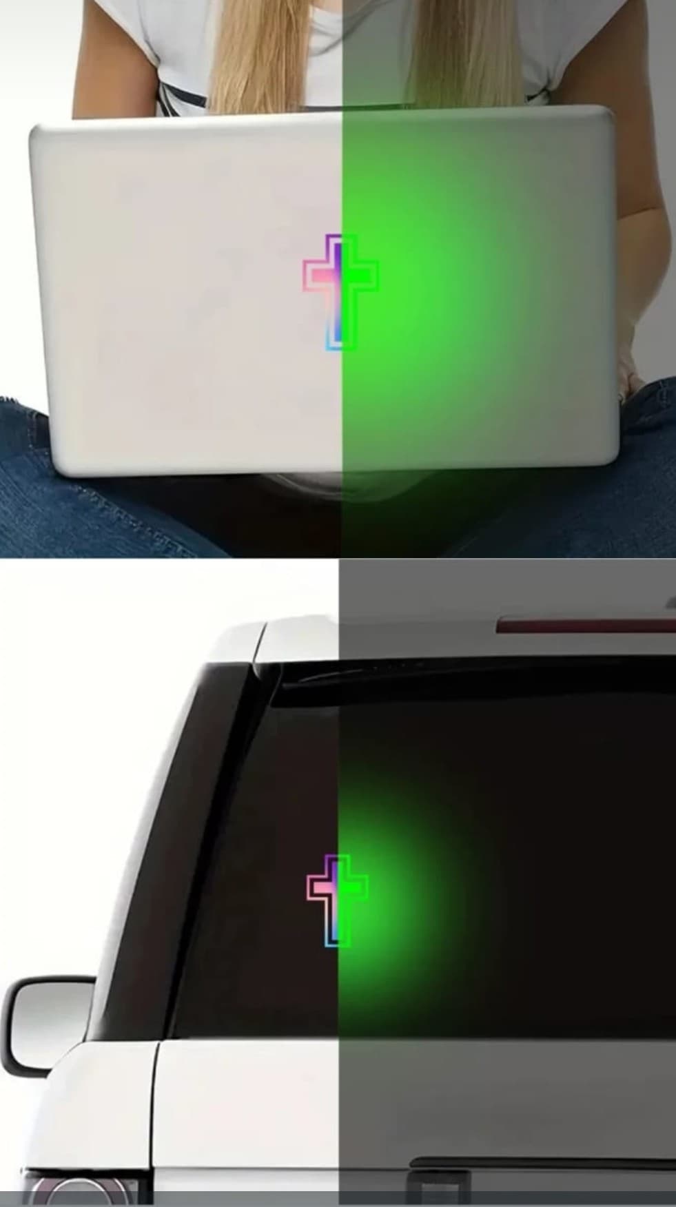GLOW IN THE DARK CROSS STICKER - 4