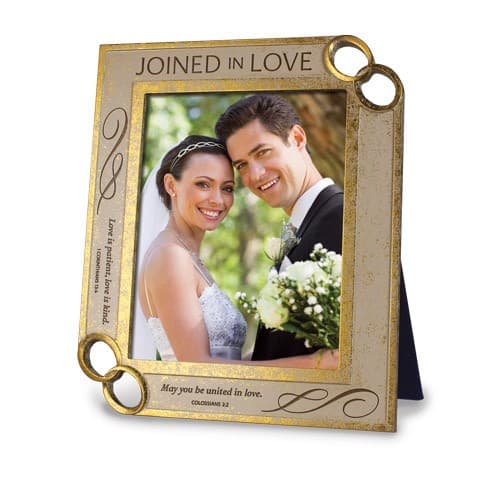 JOINED IN LOVE ENGRAVED FRAME WITH RINGS