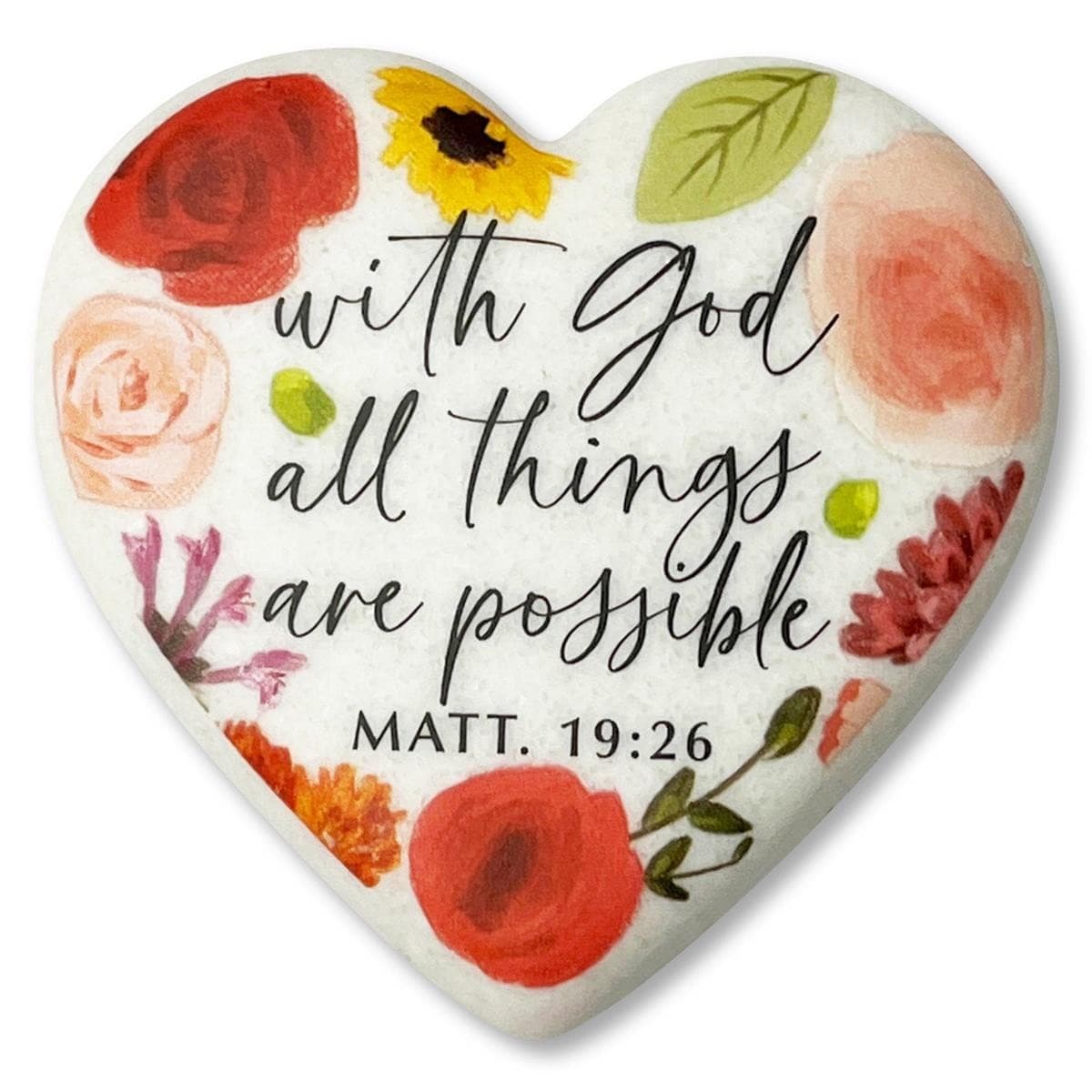 HEART STONE FLORAL WITH GOD ALL THINGS POSSIBLE