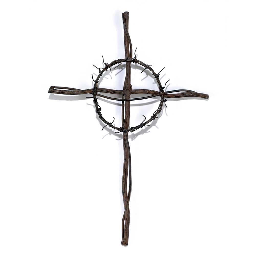CROWN OF THORNS METAL WALL CROSS
