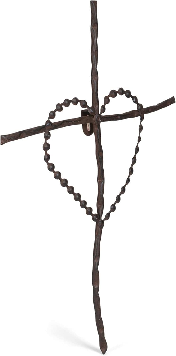 WALL CROSS HEART ON CROSS METAL - 2
