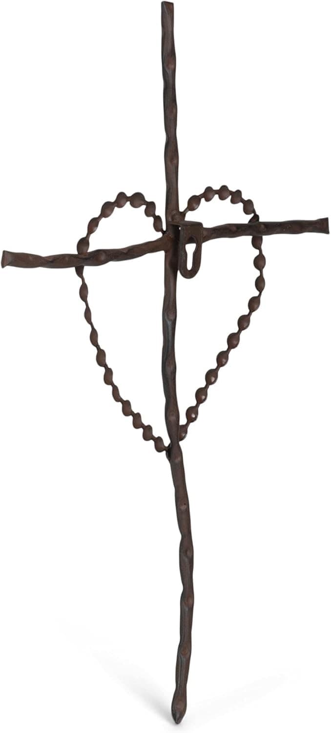 WALL CROSS HEART ON CROSS METAL - 4