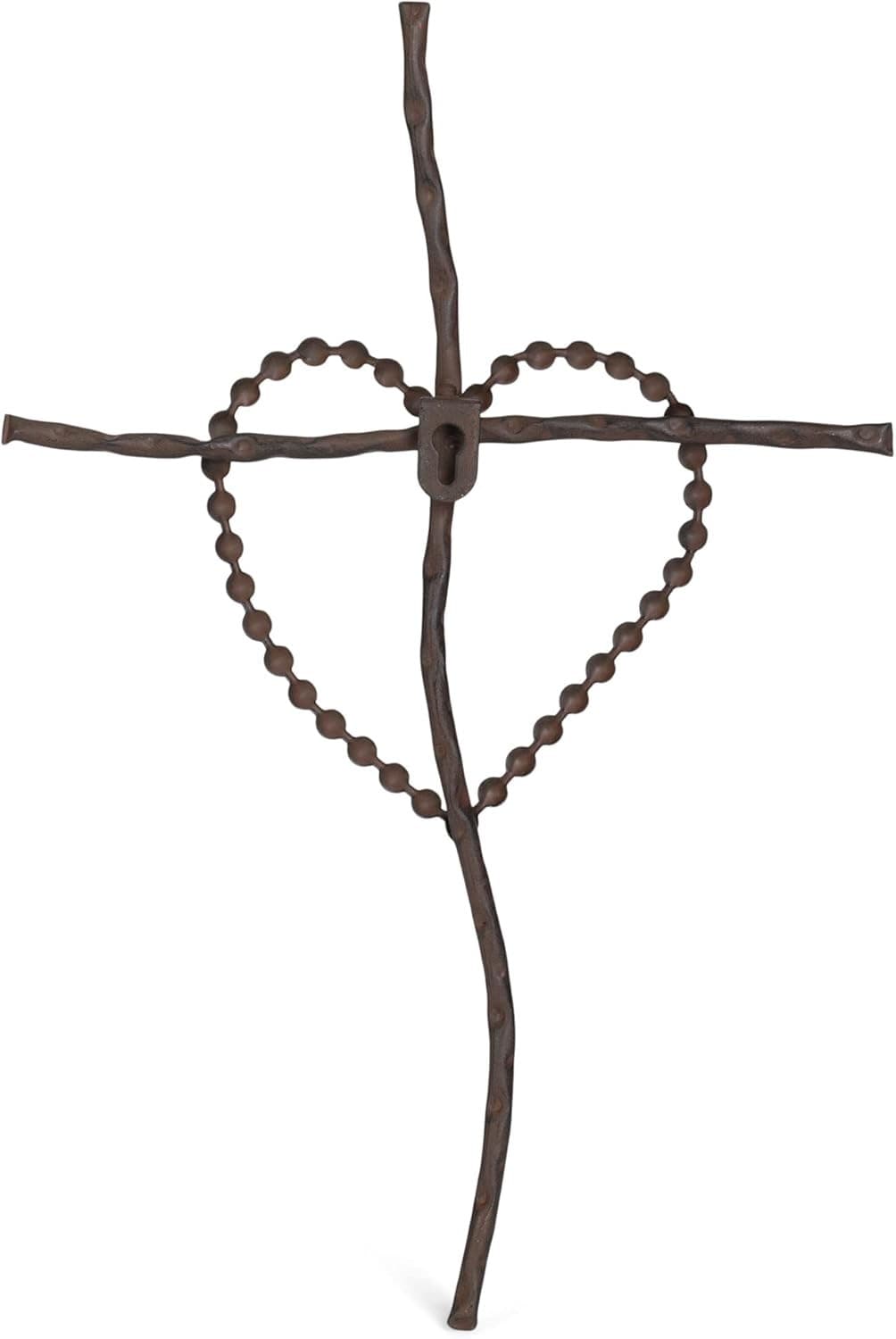 WALL CROSS HEART ON CROSS METAL - 5