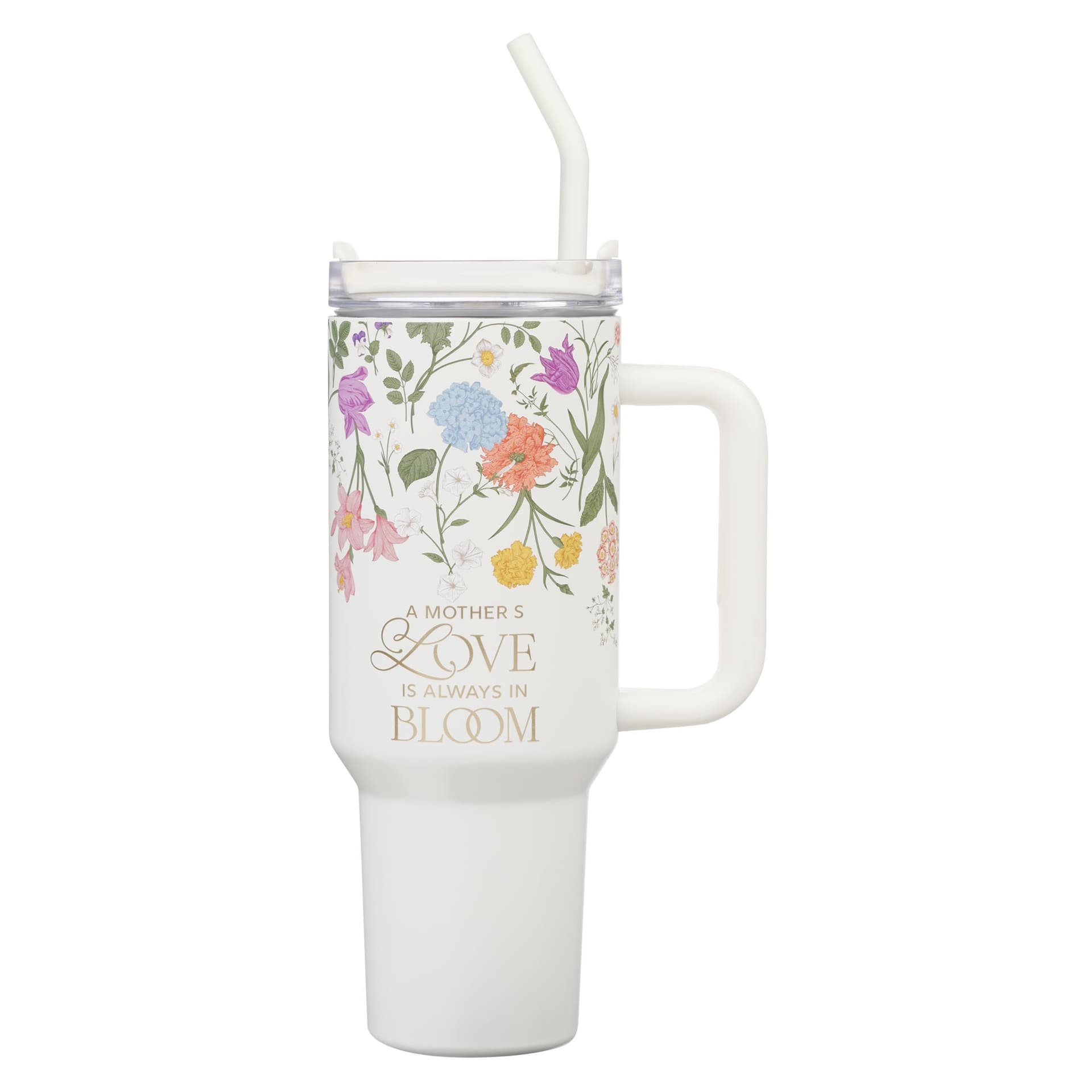TUMBLER SS WHITE FLORAL A MOTHER'S LOVE 2 COR 12:9 - 1