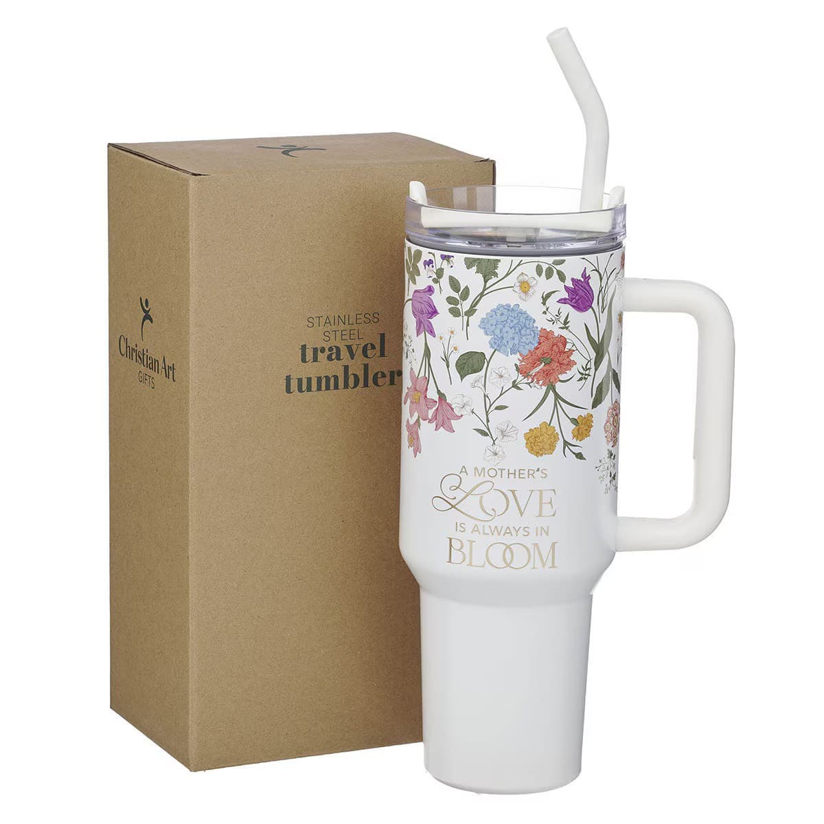 TUMBLER SS WHITE FLORAL A MOTHER'S LOVE 2 COR 12:9 - 3