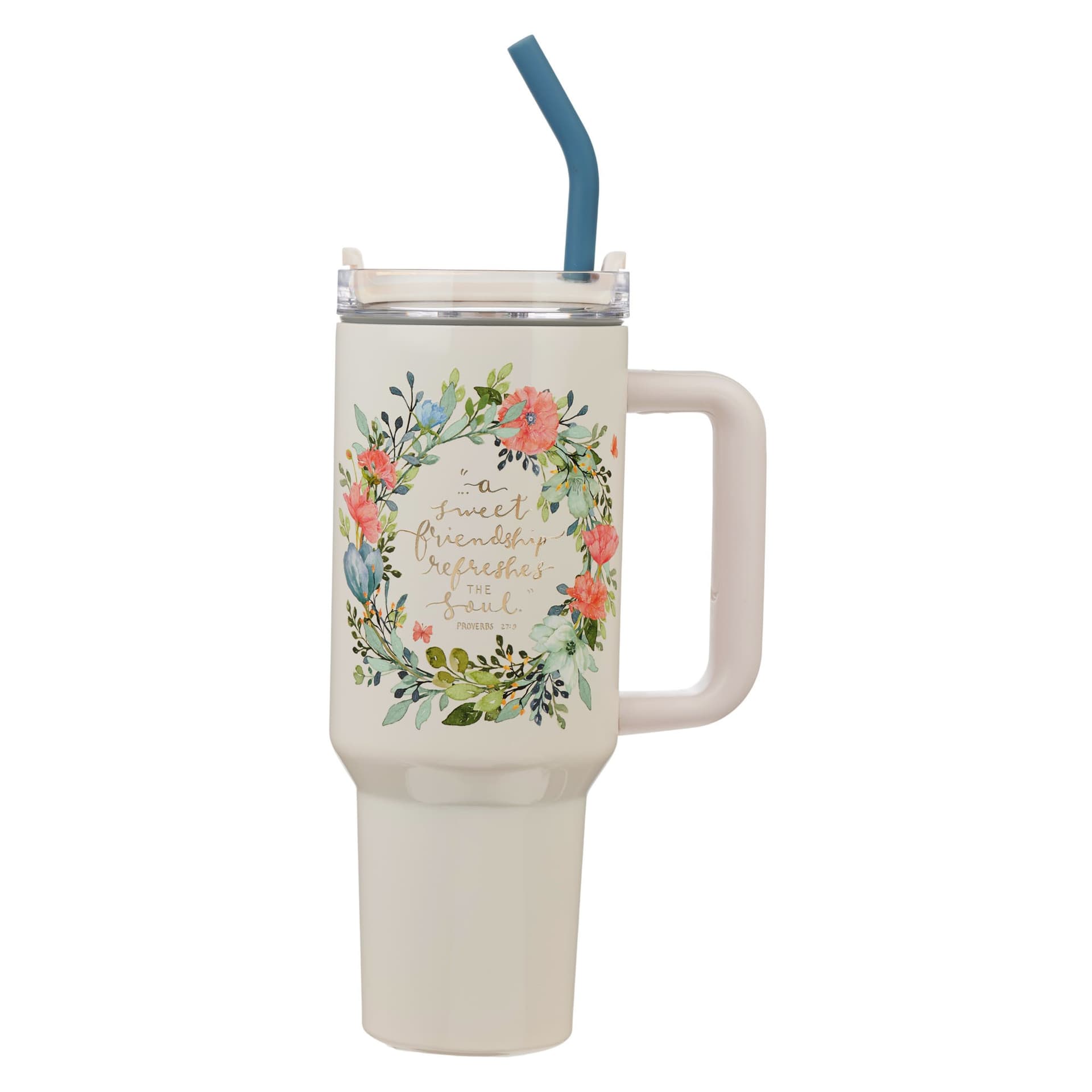 TUMBLER W/STRAW SS SWEET FRIENDSHIP PROV 27:9 - 1
