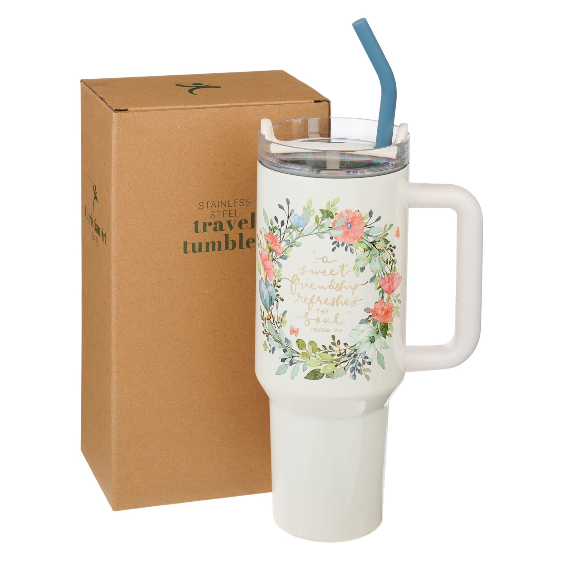 TUMBLER W/STRAW SS SWEET FRIENDSHIP PROV 27:9 - 3