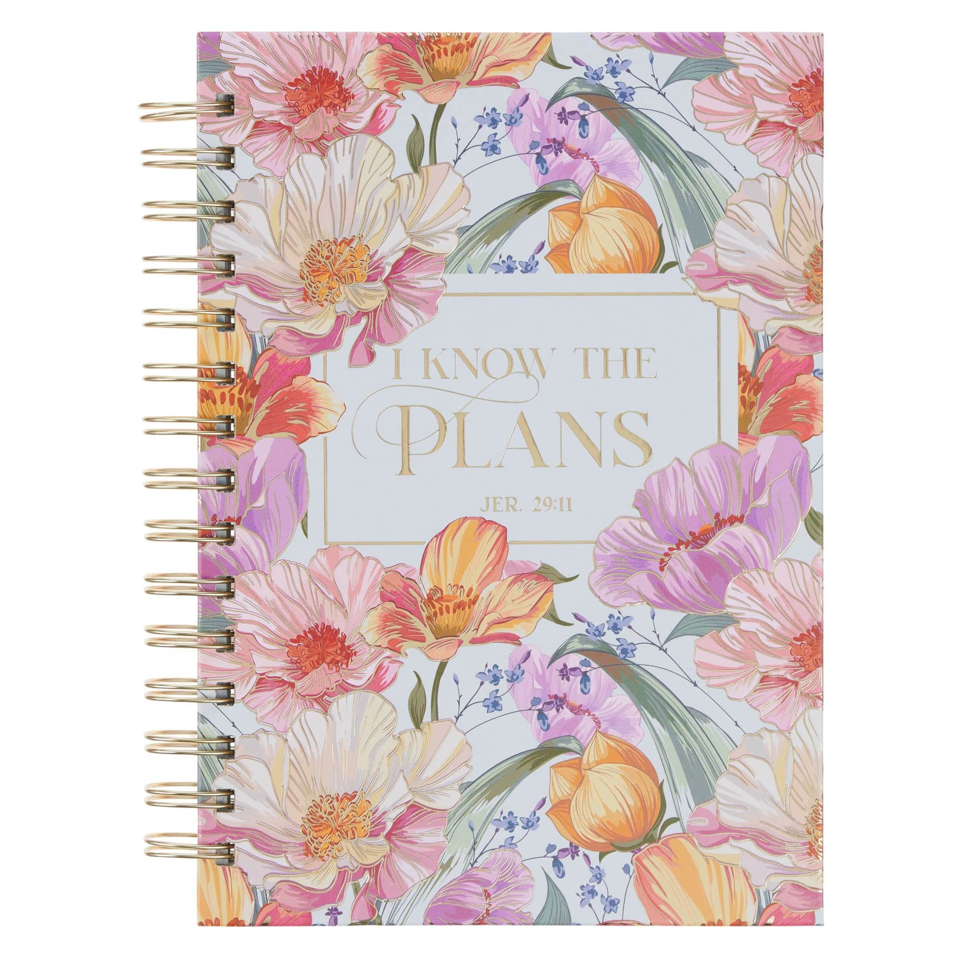 JOURNAL SPIRAL PINK FLORAL I KNOW THE PLANS JER 29:11 - 1