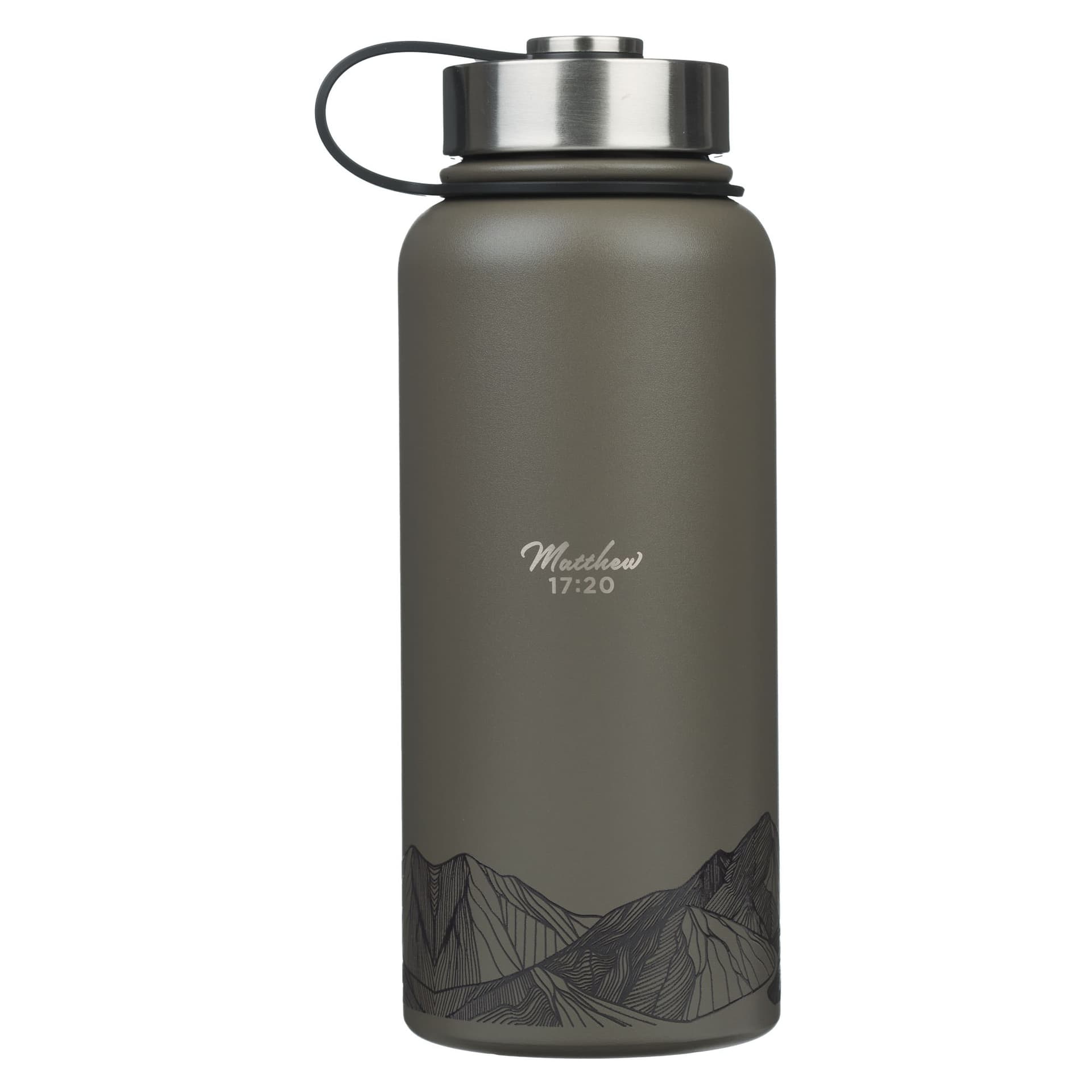 WATER BOTTLE SS BROWN FAITH MOUNTAINS MATT 17:20 - 2
