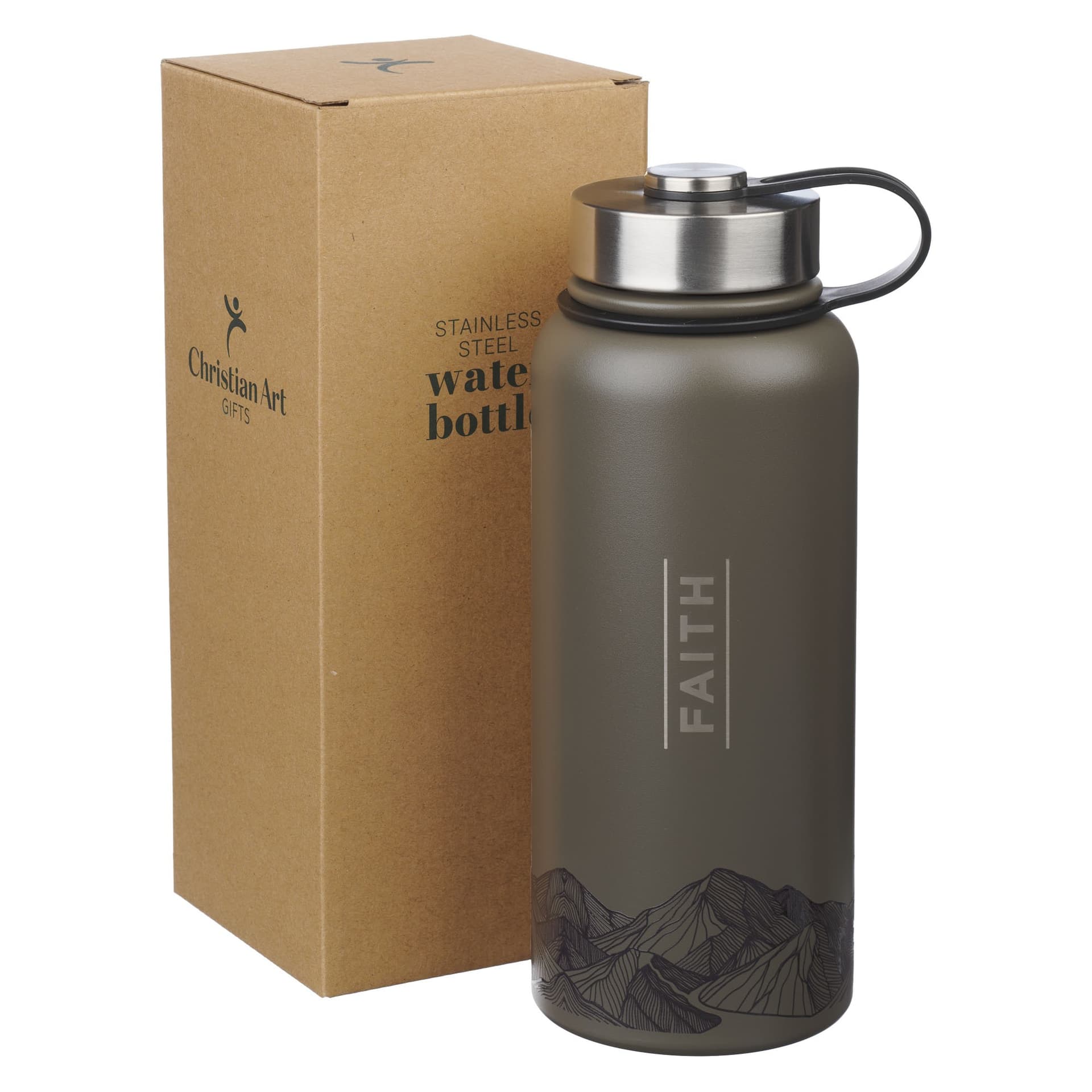 WATER BOTTLE SS BROWN FAITH MOUNTAINS MATT 17:20 - 3