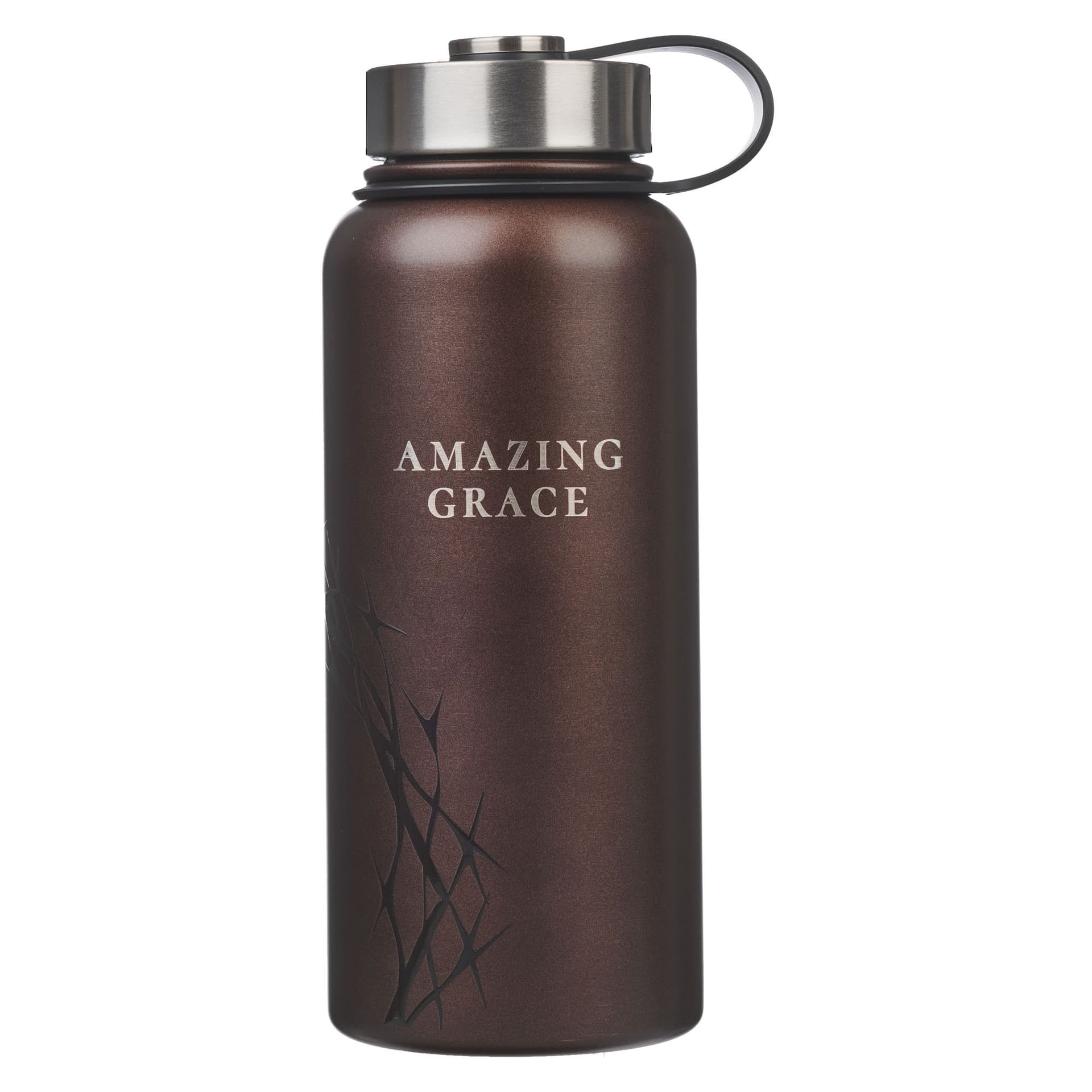 WATER BOTTLE SS BROWN CROWN OF THORNS/AMAZING GRACE ISA 53:5 - 1