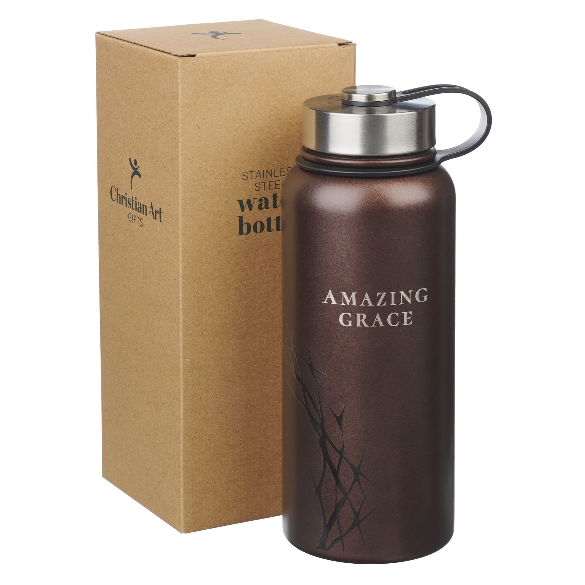 WATER BOTTLE SS BROWN CROWN OF THORNS/AMAZING GRACE ISA 53:5 - 3