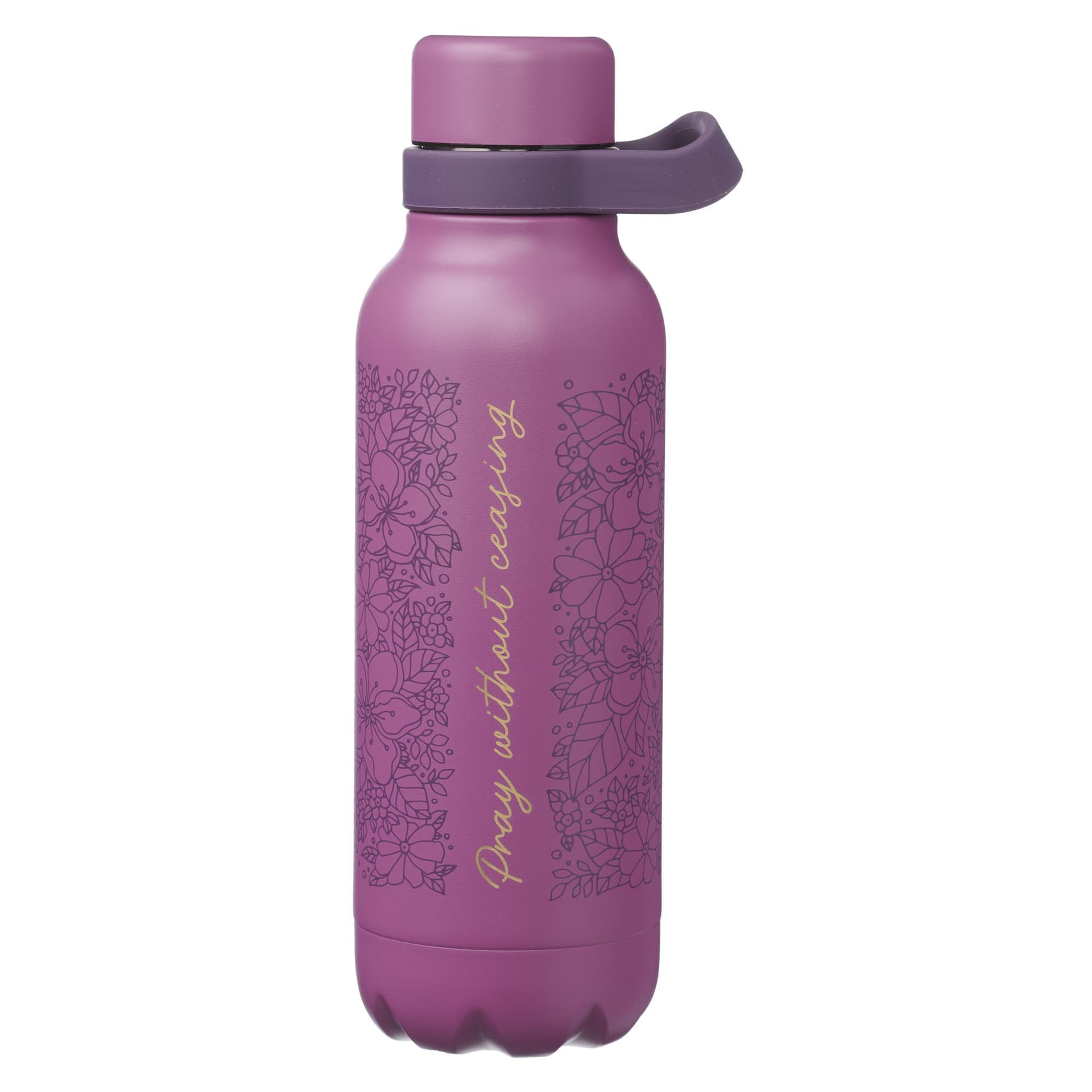 WATER BOTTLE SS PURPLE PRAY WITHOUT CEASING - 1