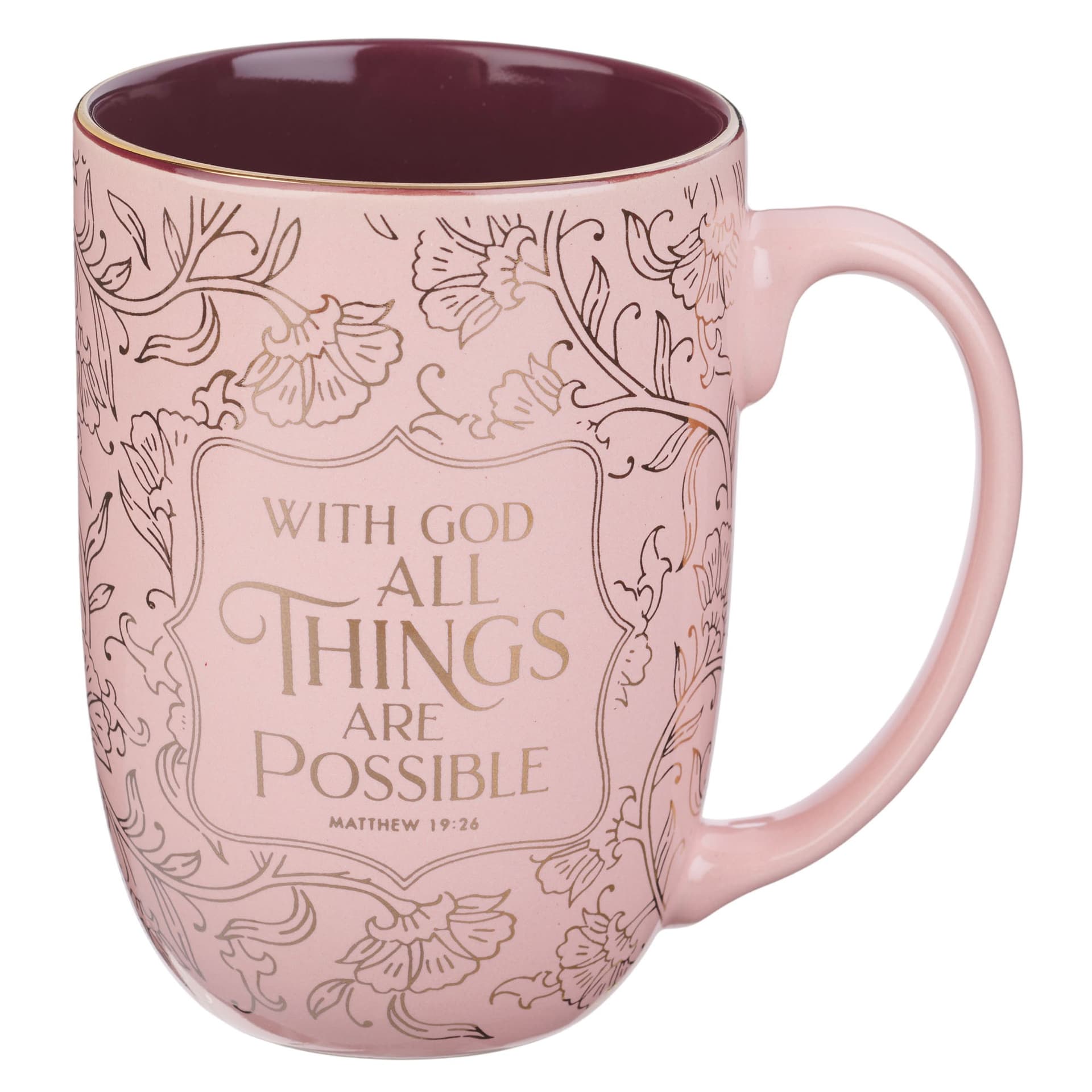 MUG PINK WITH GOD MATT 19:26 - 1