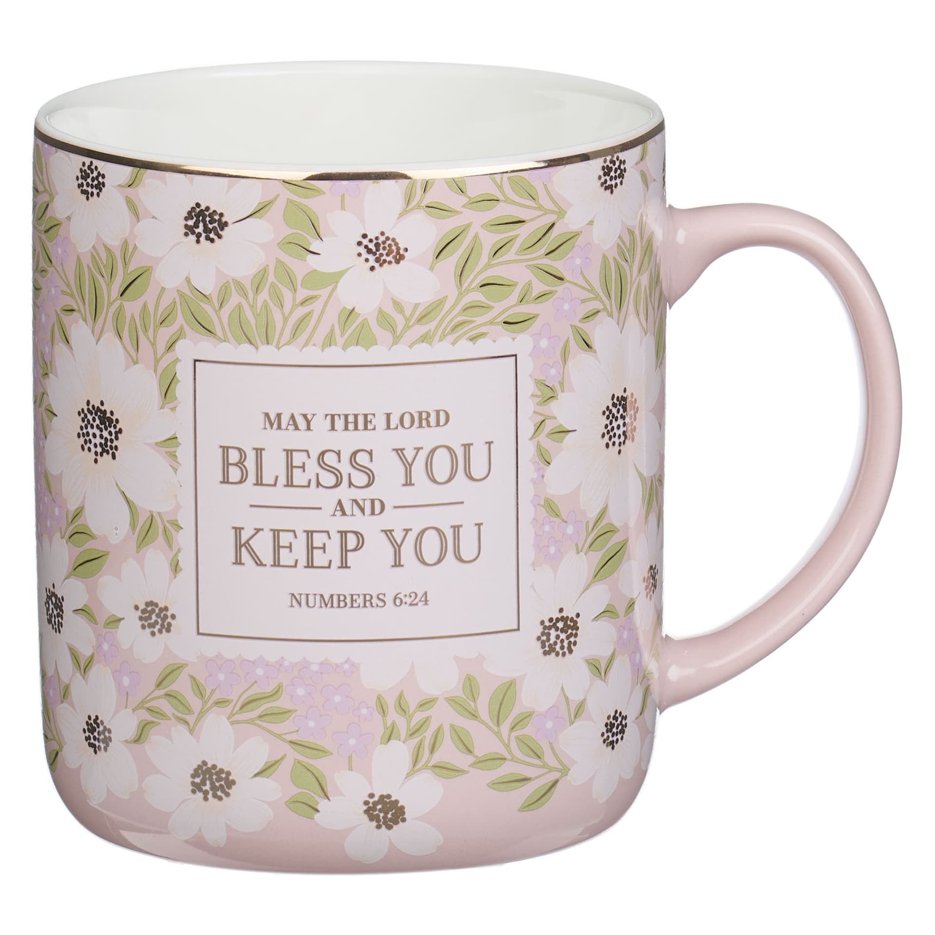 MUG PINK FLORAL THE LORD BLESS YOU AND KEEP YOU NUM 6:24 - 1