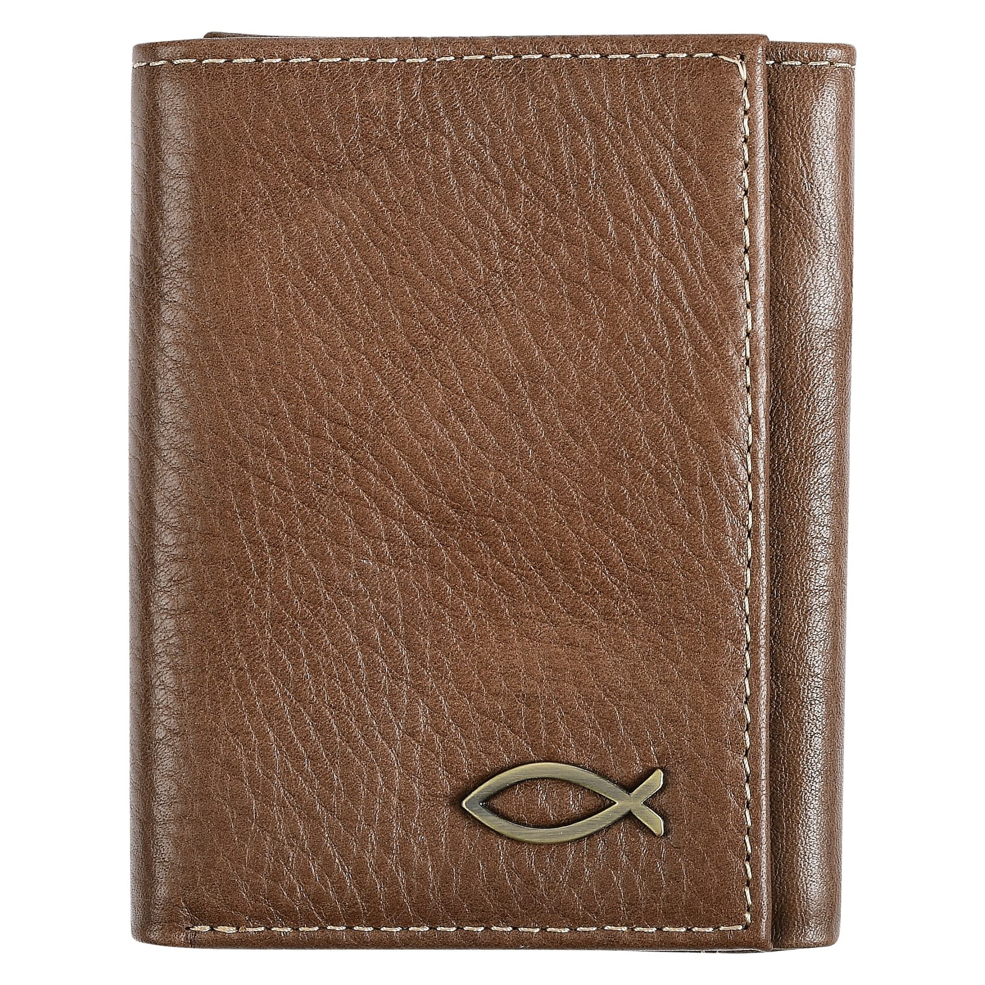 WALLET LEATHER BROWN ICHTHUS BADGE - 1