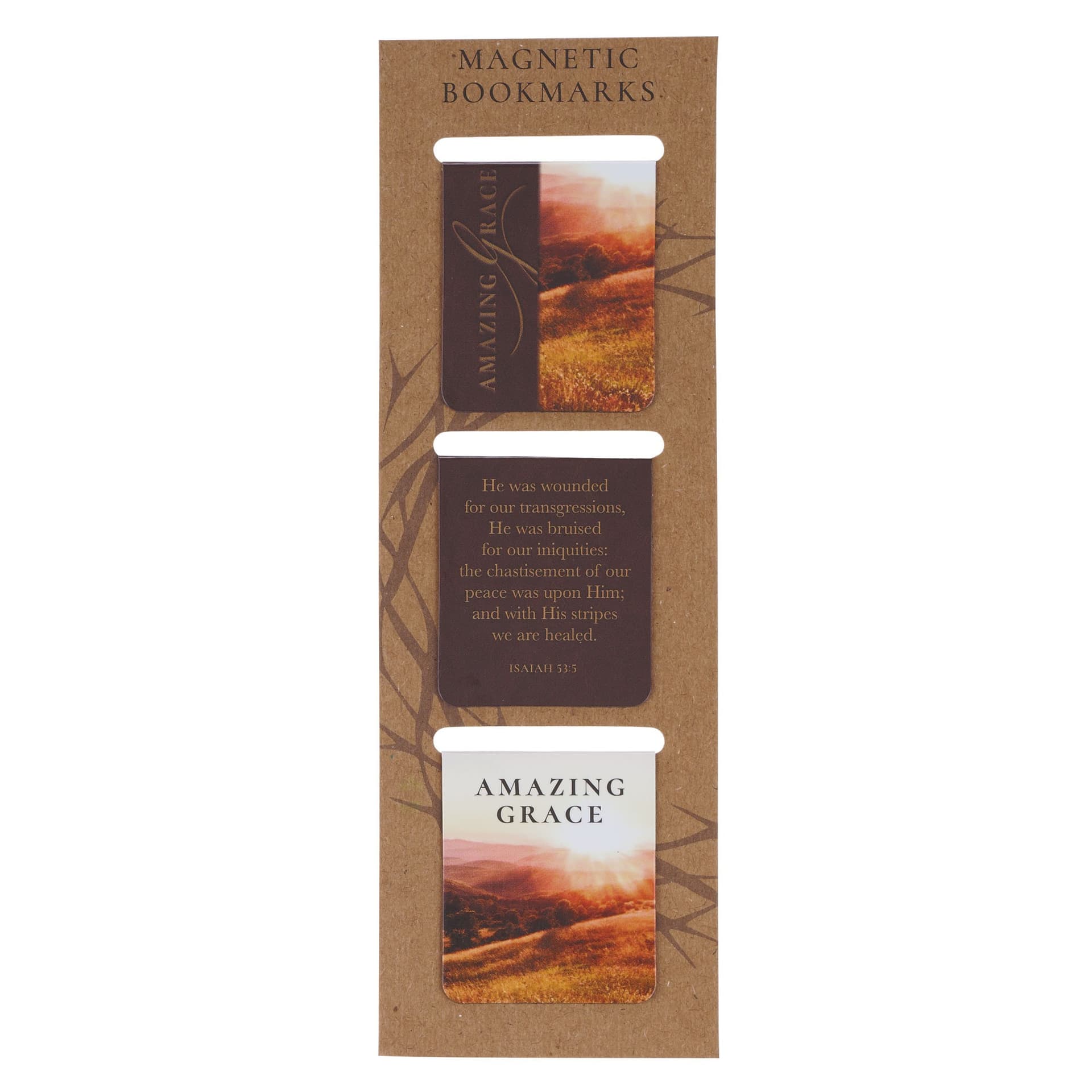 MAGNETIC BOOKMARK SET CROWN OF THORNS/AMAZING GRACE ISA 53:5 - 1