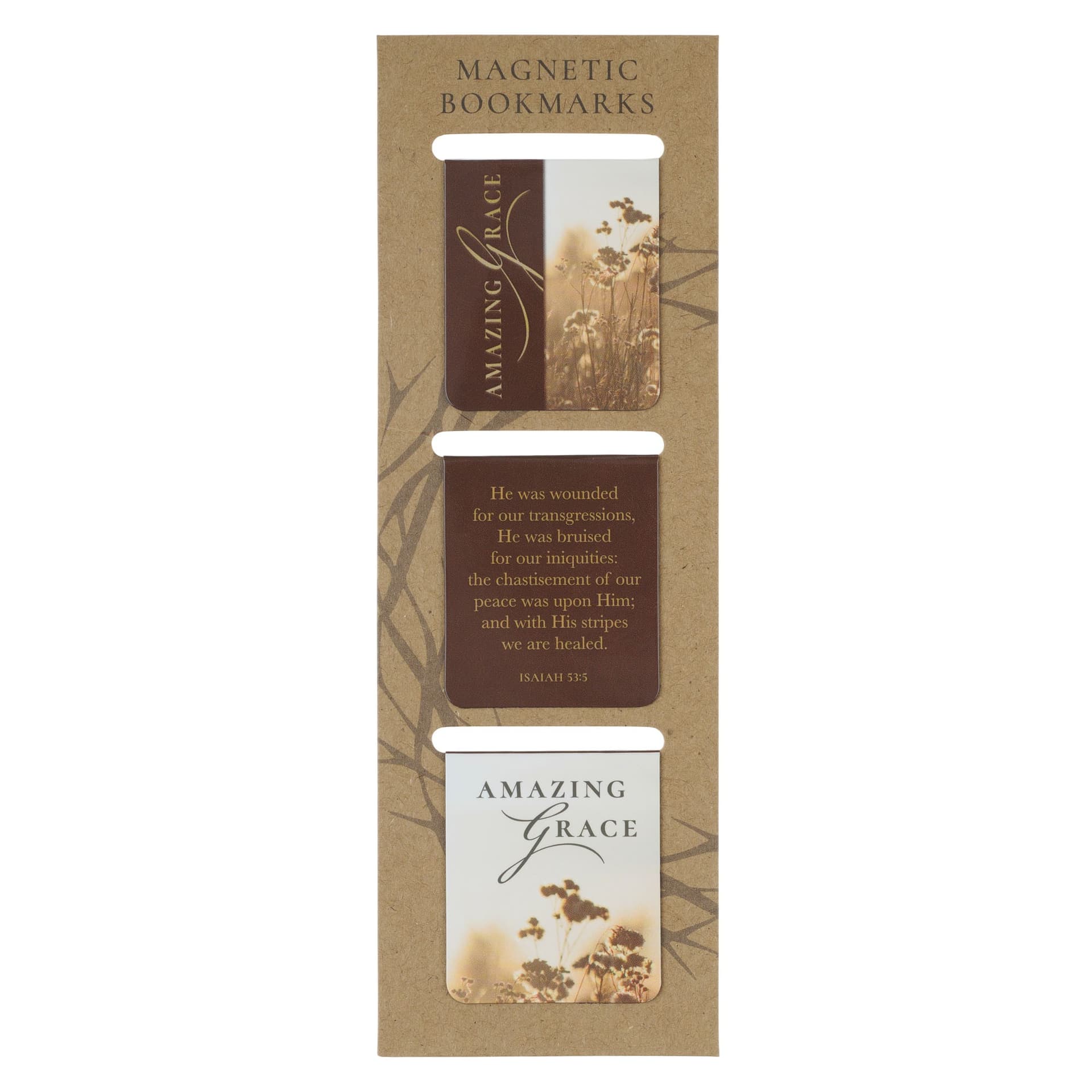MAGNETIC BOOKMARK SET AMAZING GRACE ISA 53:5 - 1