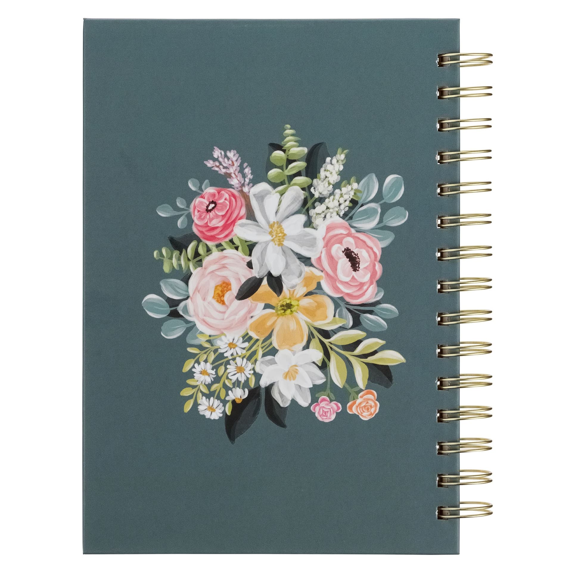 JOURNAL SPIRAL-BOUND TEAL FLORAL LOVE THE LORD MATT 22:37 - 2