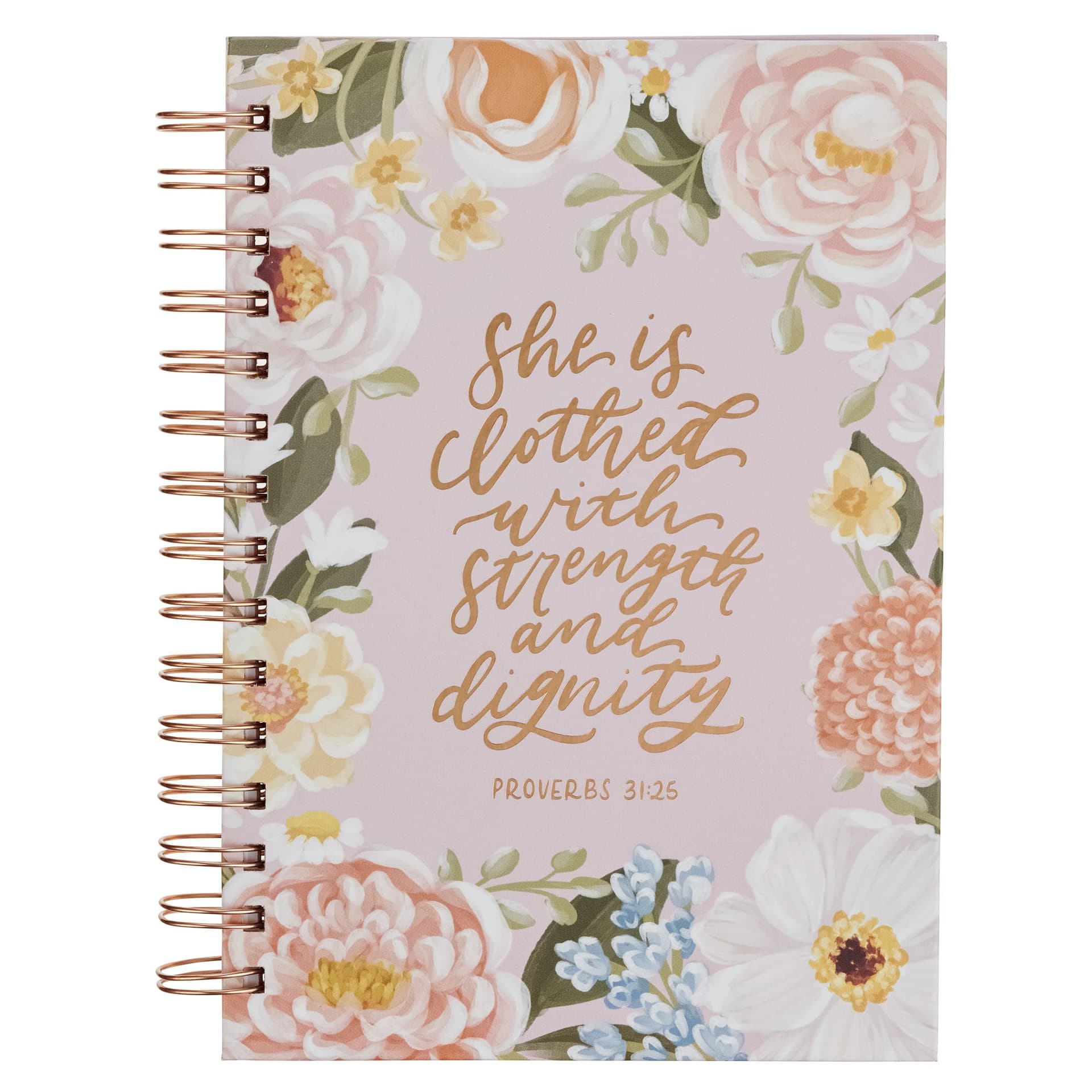 JOURNAL SPIRAL-BOUND PINK FLORAL STRENGTH & DIGNITY PROV 31:25 - 1