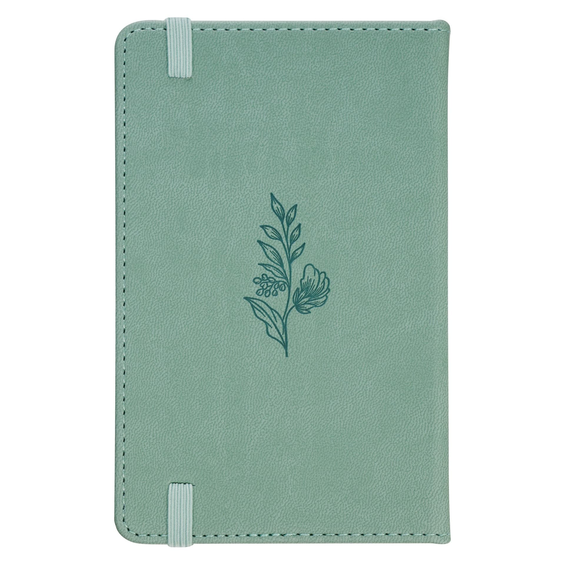SMALL NOTEBOOK WITH ELASTIC CLOSURE FAUX GREEN FAITH 2 COR 5:7 - 2