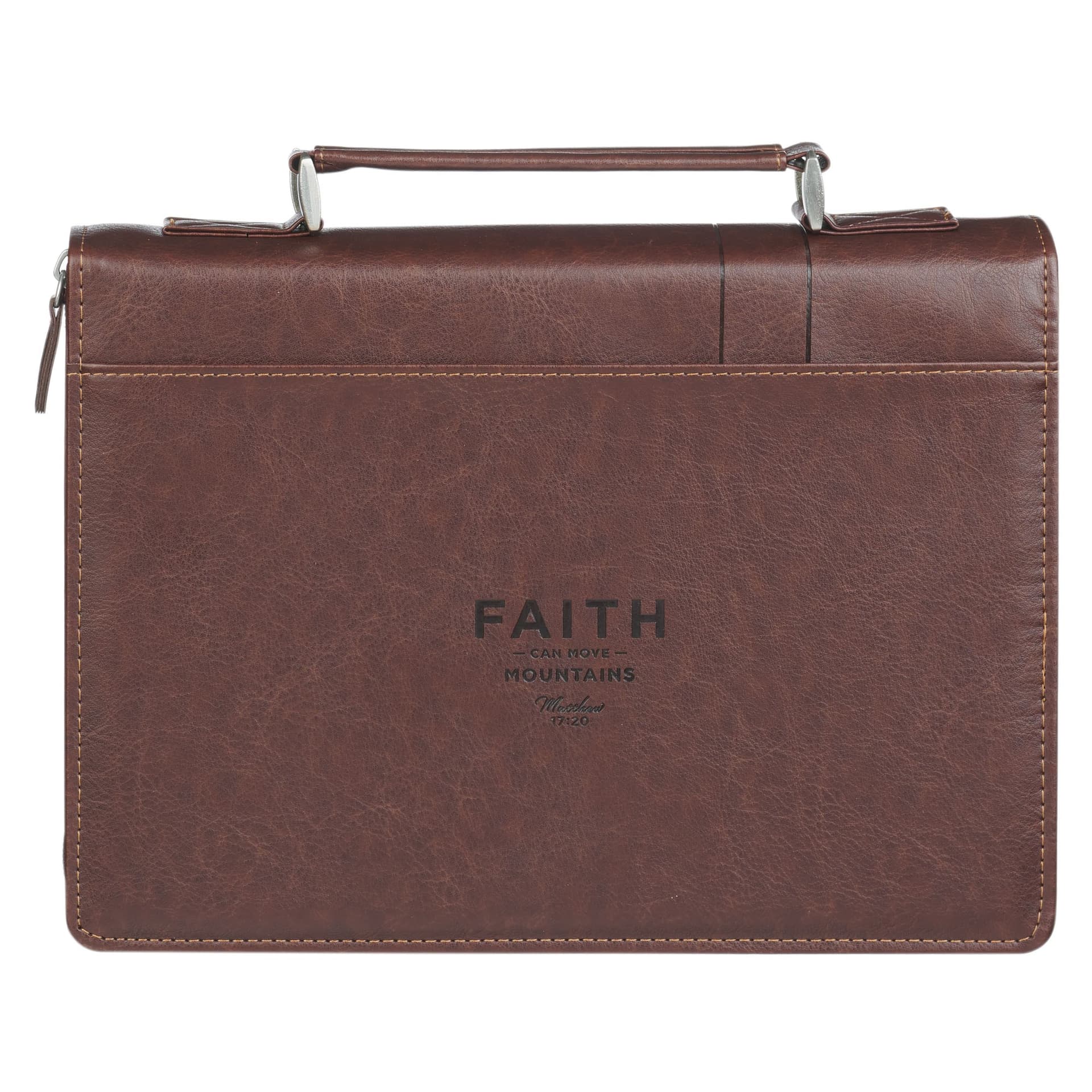 BIBLE COVER CLASSIC BROWN TWO-TONE FAITH MOUNTAINS MATT 17:20 - 2