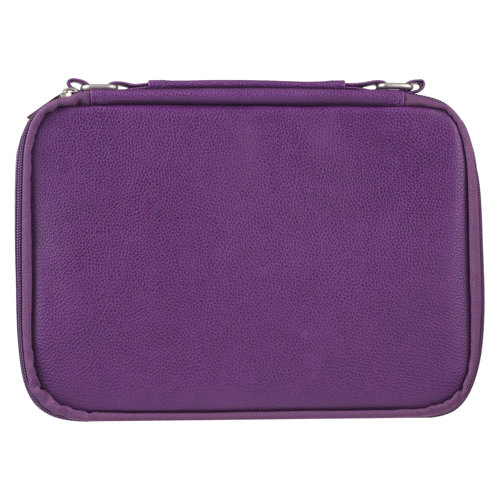 BIBLE COVER ORGANIZER TWO-FOLD WARM PURPLE W/ICHTHUS BADGE - 2