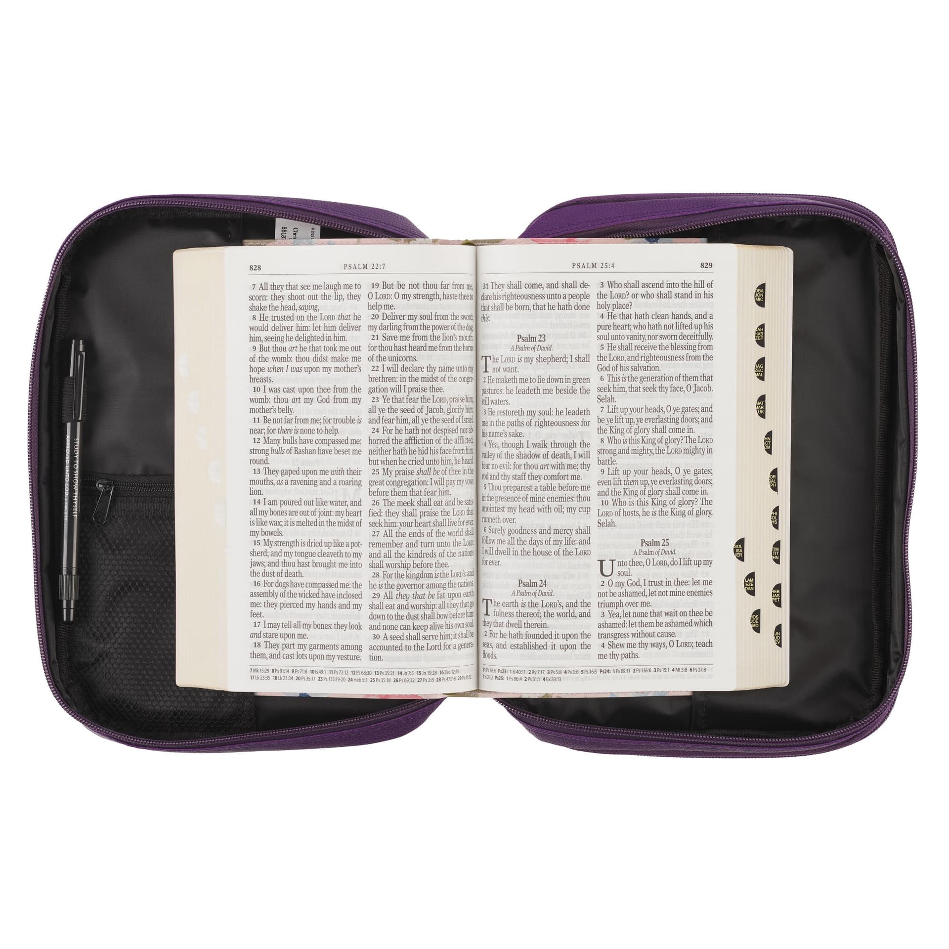 BIBLE COVER ORGANIZER TWO-FOLD WARM PURPLE W/ICHTHUS BADGE - 5