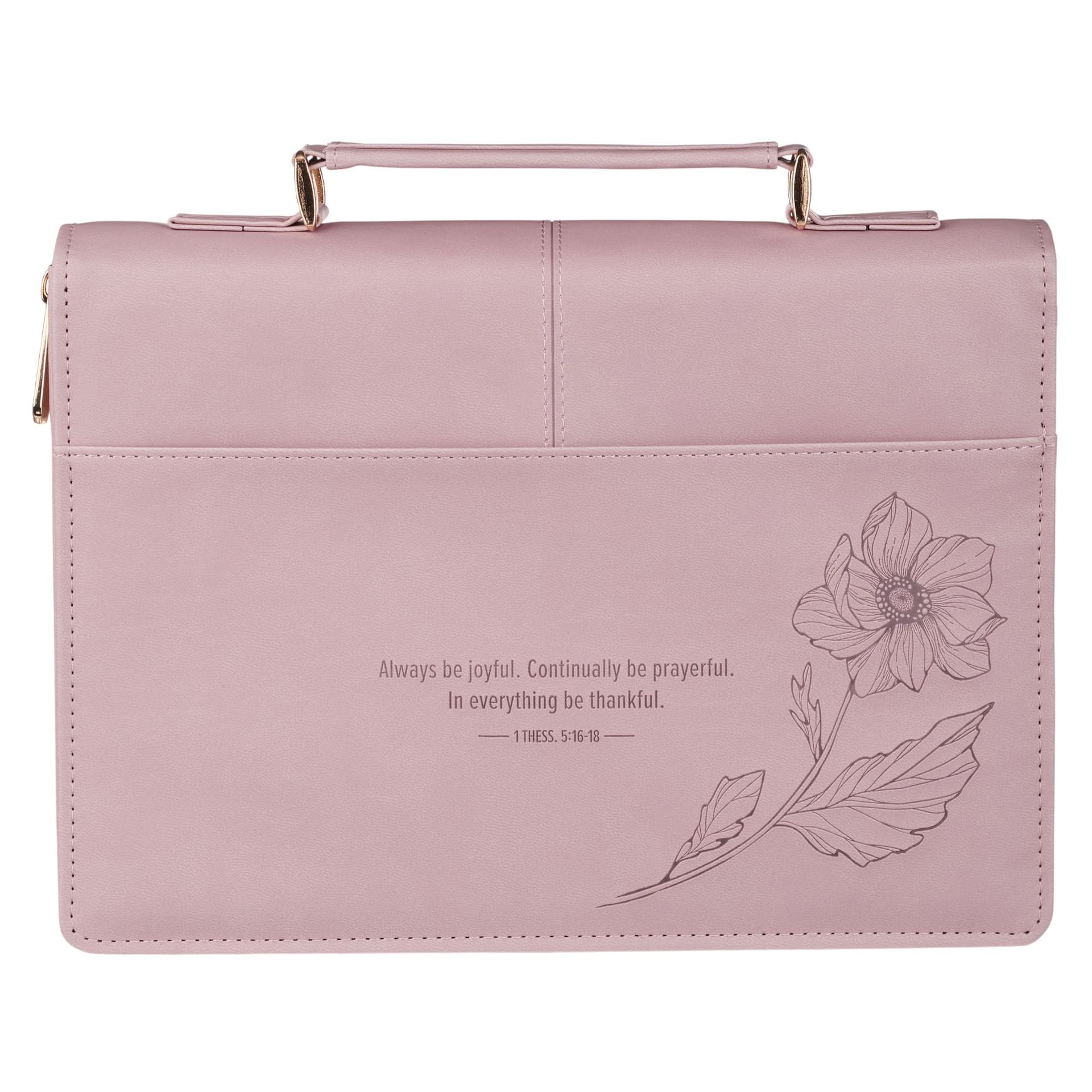 BIBLE COVER FASHION DUSTY MAUVE BE JOYFUL 1 THESS 5:16-18 - 2