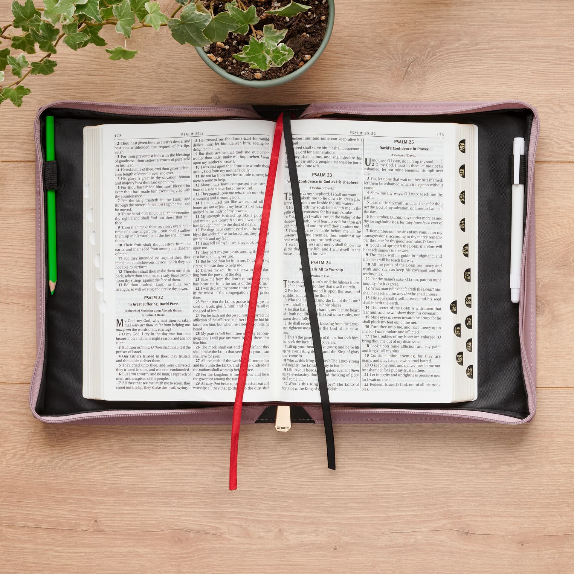 BIBLE COVER FASHION DUSTY MAUVE BE JOYFUL 1 THESS 5:16-18 - 5