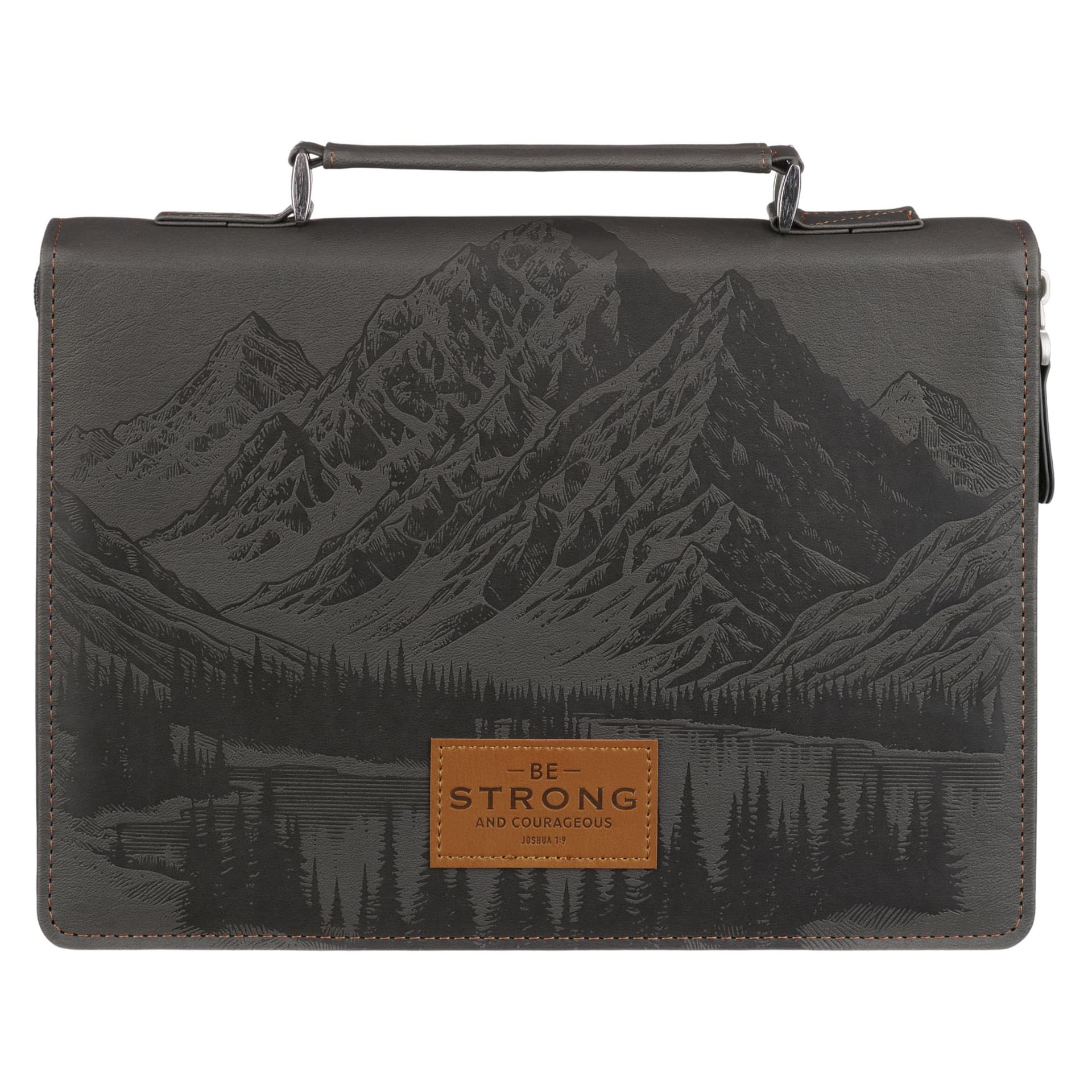 BIBLE COVER CLASSIC GRAY BE STRONG AND COURAGEOUS JOSH 1:9 - 1