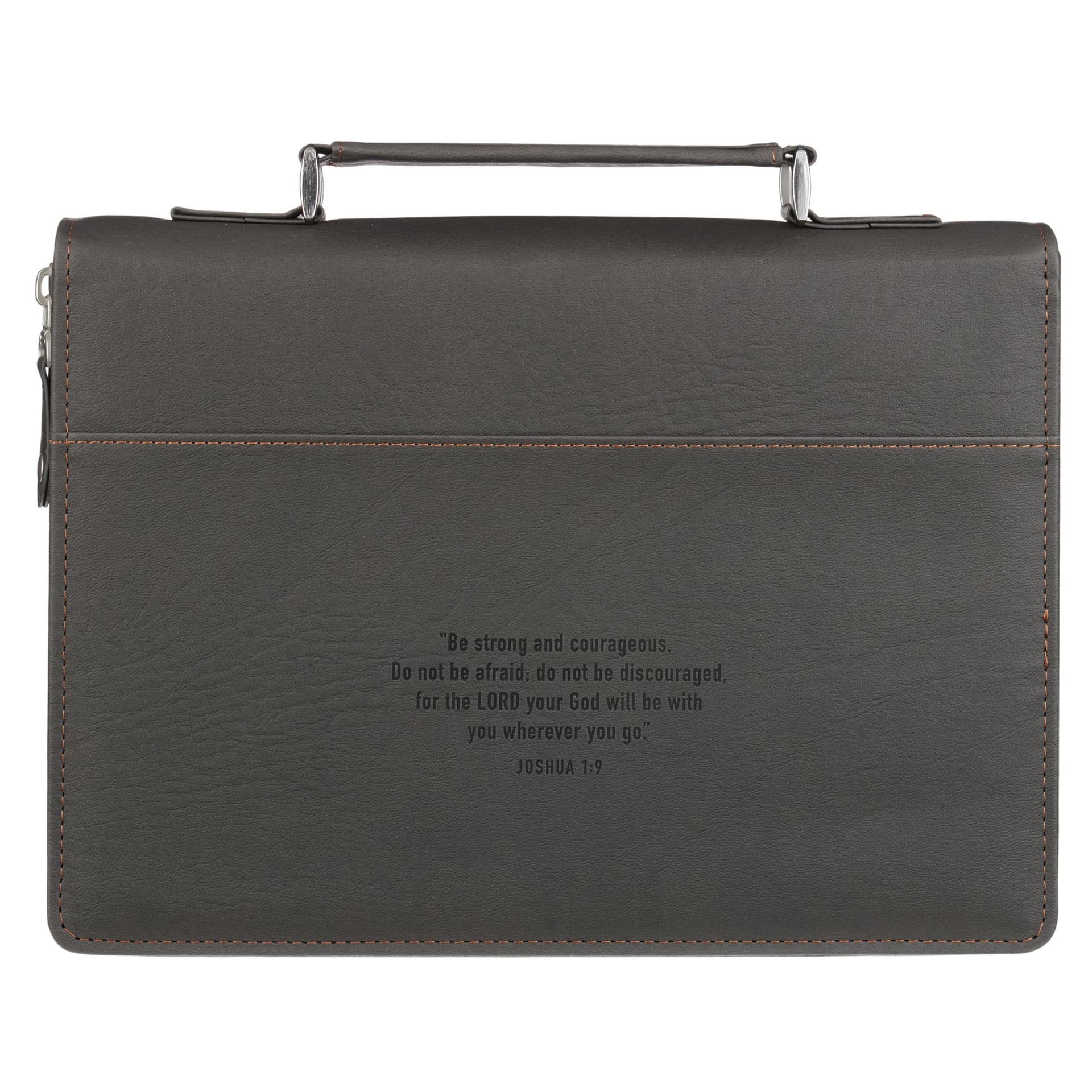 BIBLE COVER CLASSIC GRAY BE STRONG AND COURAGEOUS JOSH 1:9 - 2