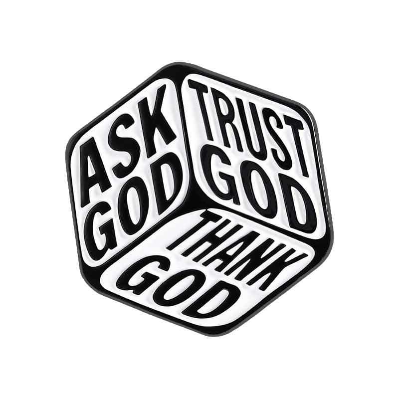 ASK GOD WHITE METAL PIN - 1