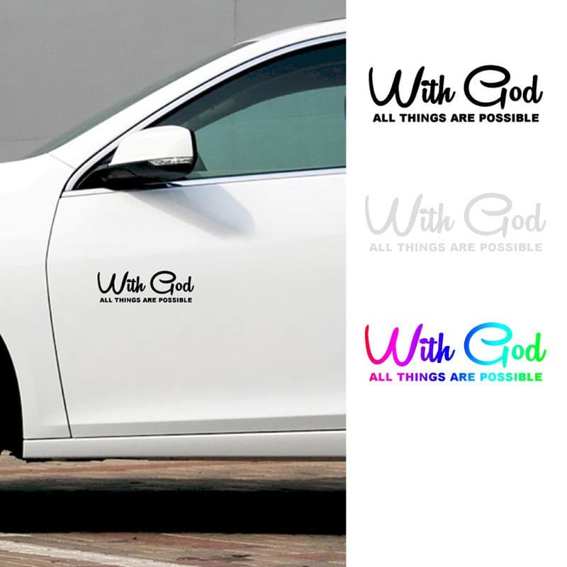 WITH GOD LARGE STICKER - 2